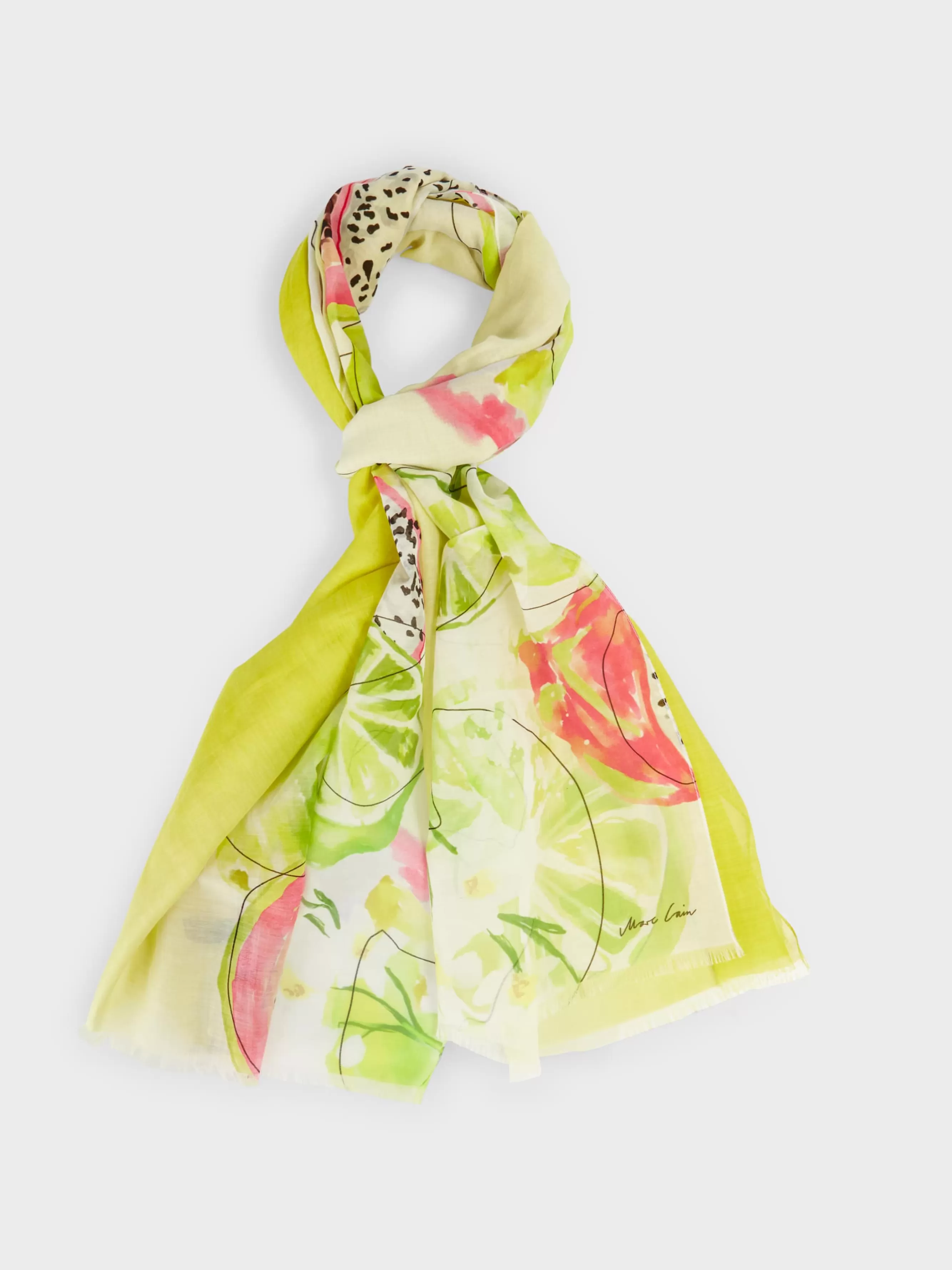 Marc Cain Accessoires-SCHAL MIT PRINT bright sulphur