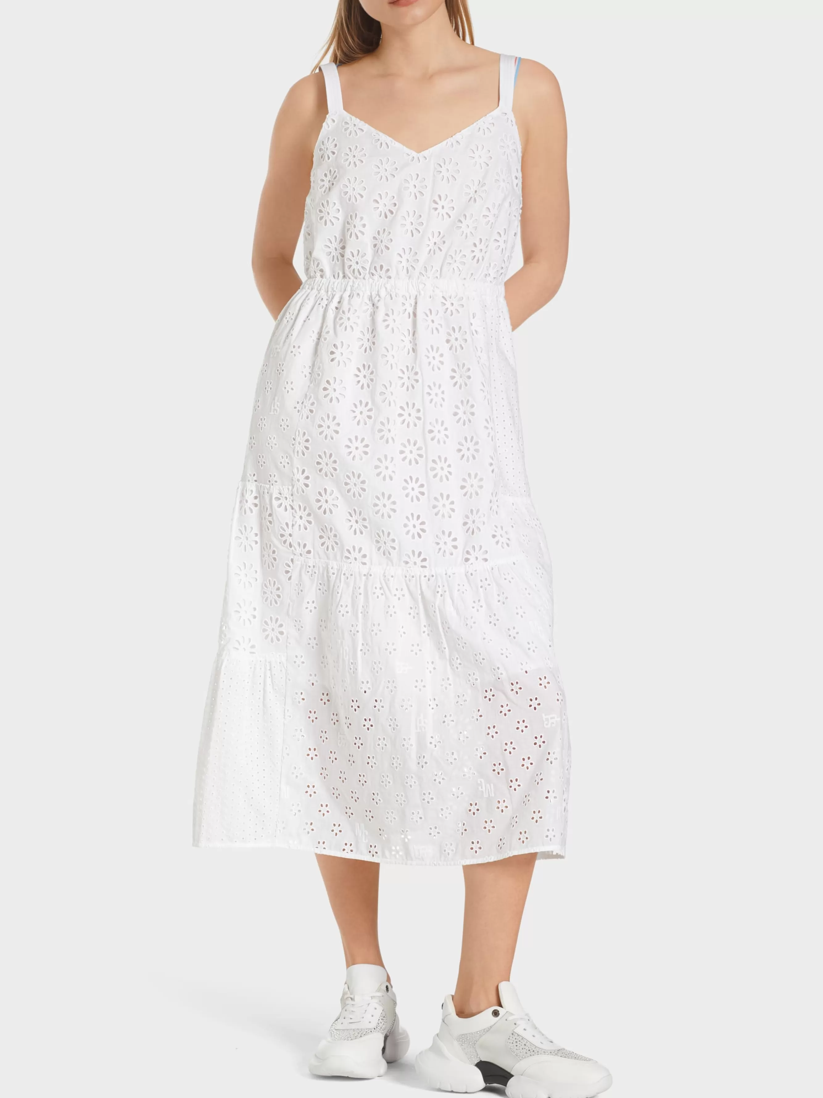 Marc Cain Kleider-SOMMERKLEID MIT LOCHSTICKEREI white