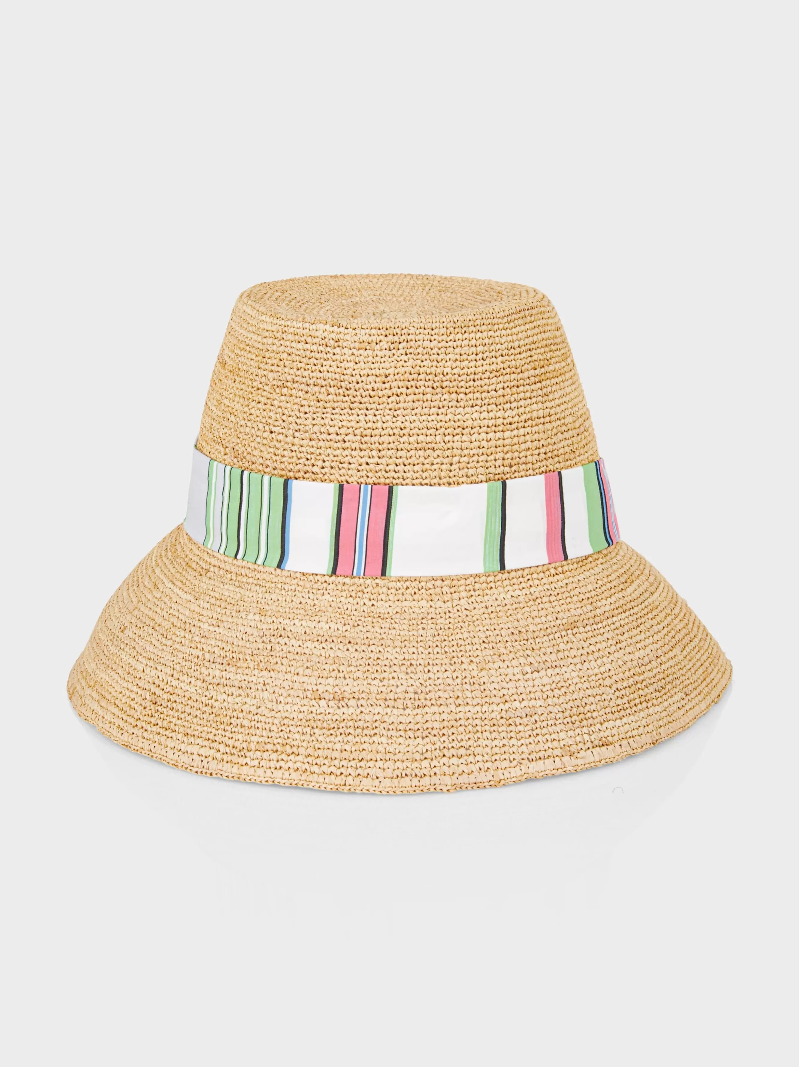 Marc Cain Accessoires-STROHHUT MIT GESTREIFTEM BAND raffia