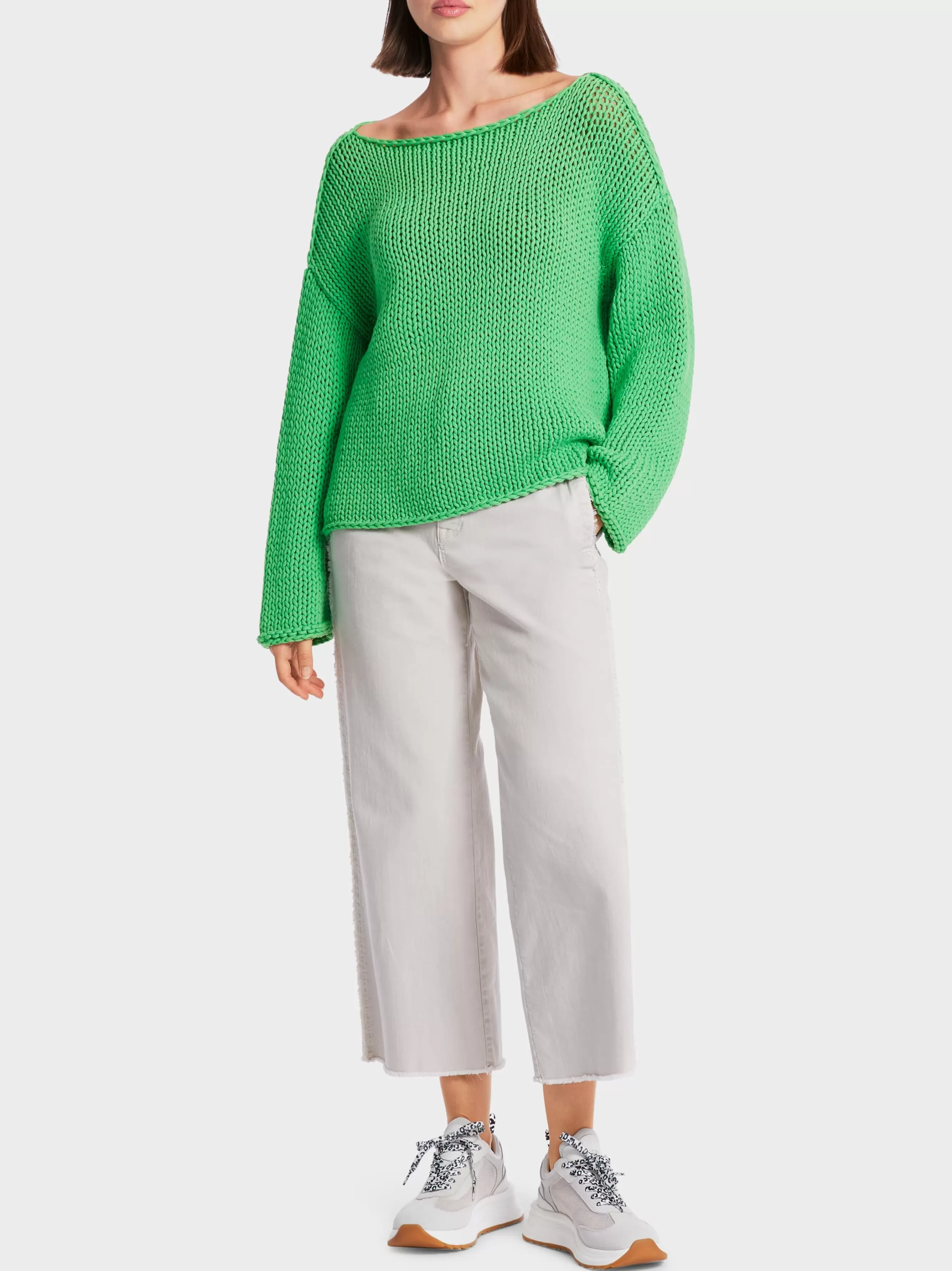 Marc Cain Pullover & Sweatshirts | Strick-SWEATER IN GROBSTRICK KNITTED IN GERMANY deep spring green