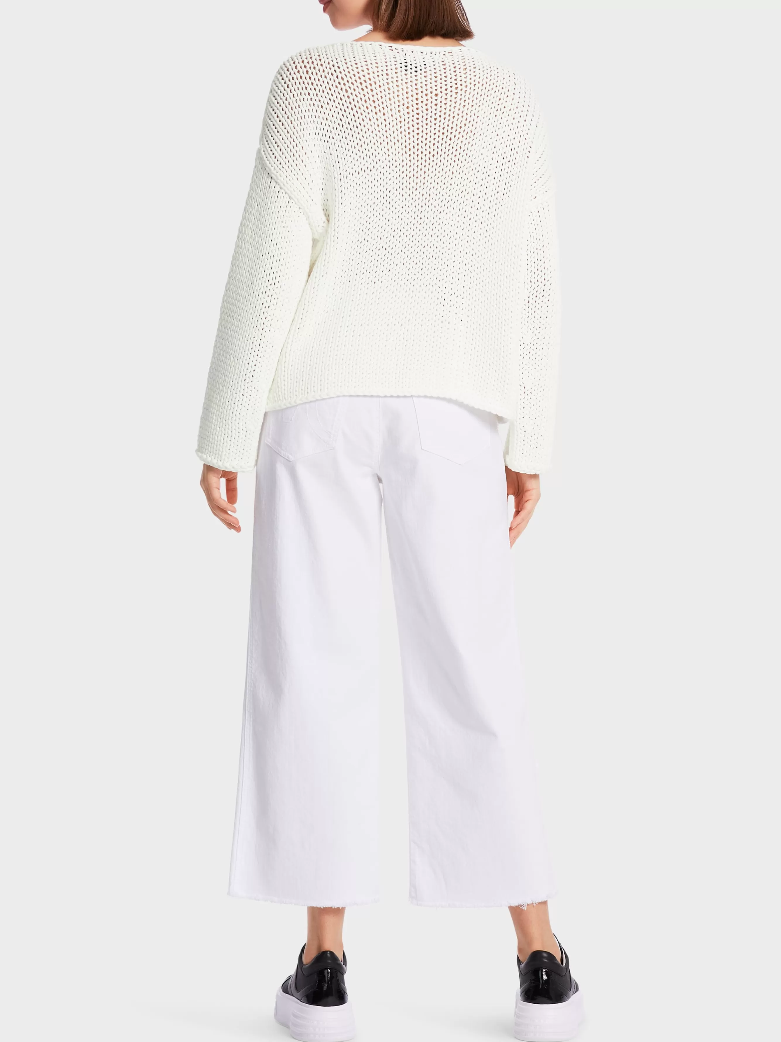 Marc Cain Pullover & Sweatshirts | Strick-SWEATER IN GROBSTRICK KNITTED IN GERMANY off-white