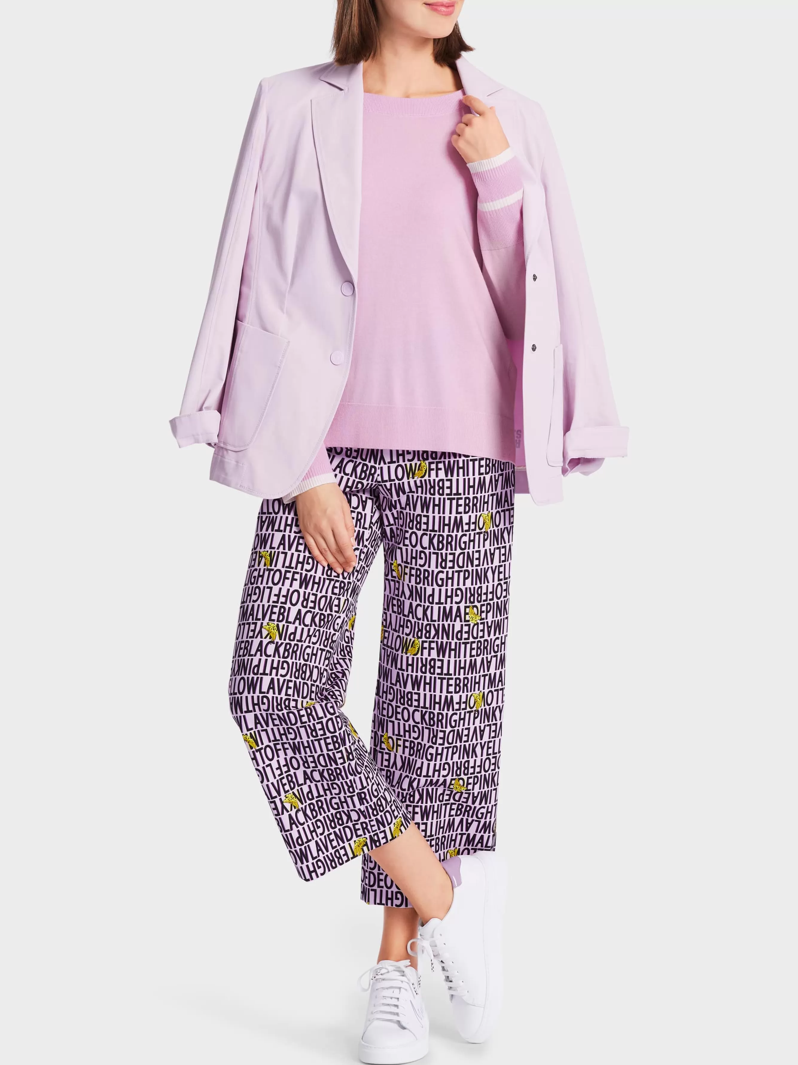 Marc Cain Pullover & Sweatshirts | Strick-SWEATER MIT KASCHMIR "RETHINK TOGETHER" bright pink lavender