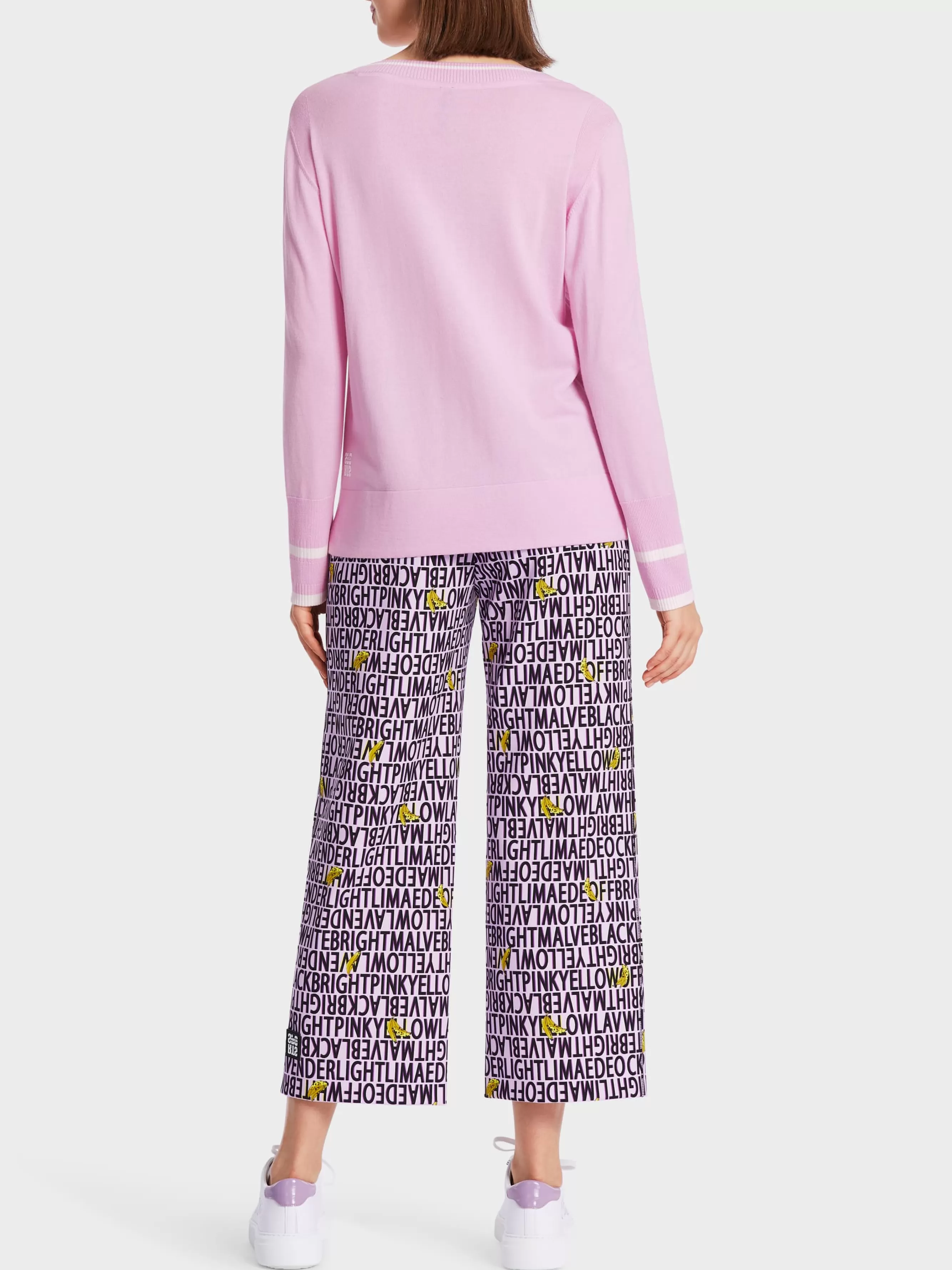 Marc Cain Pullover & Sweatshirts | Strick-SWEATER MIT KASCHMIR "RETHINK TOGETHER" bright pink lavender