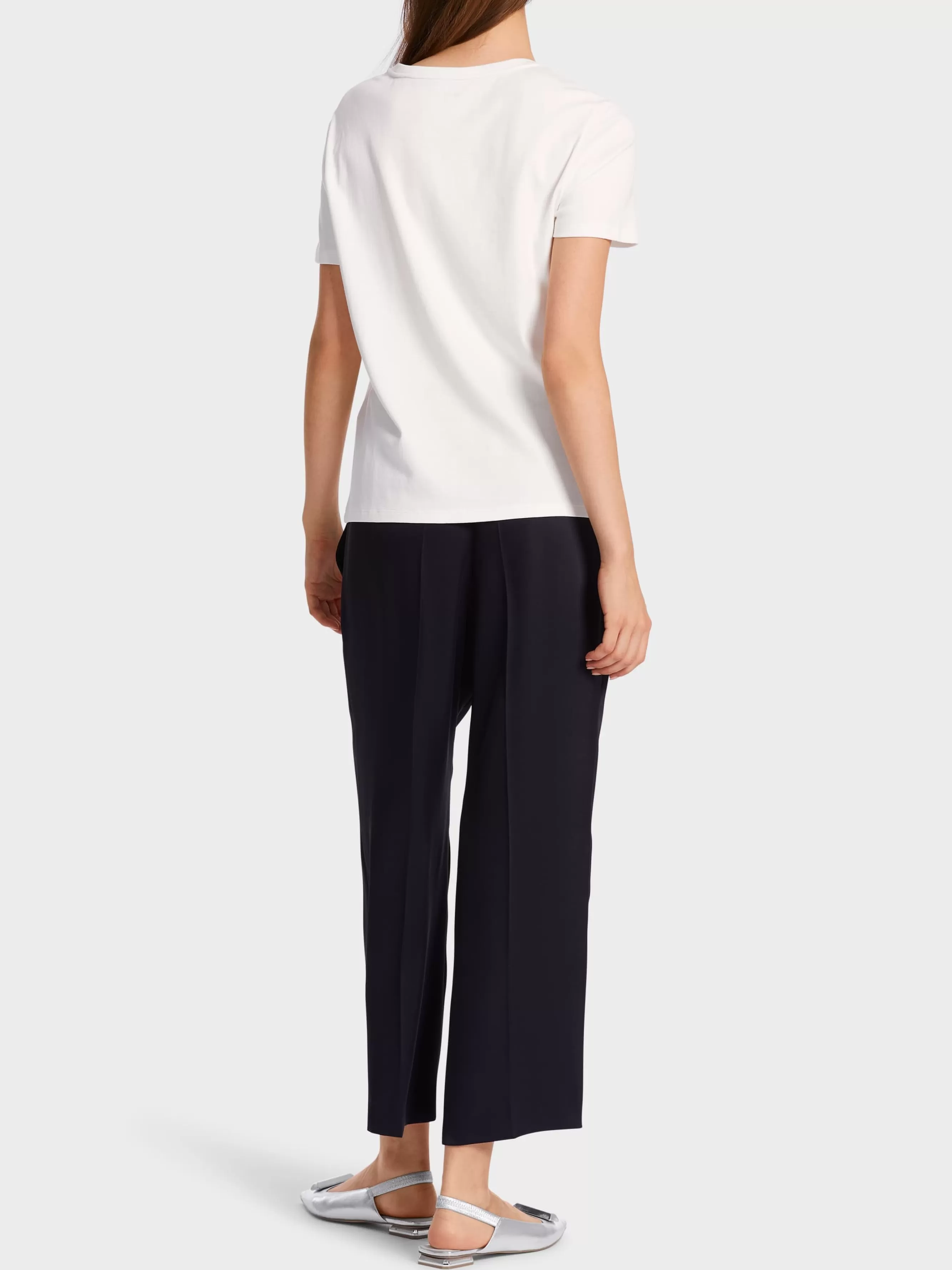 Marc Cain Shirts & Tops-TAILLIERTES T-SHIRT MIT DRUCK off-white