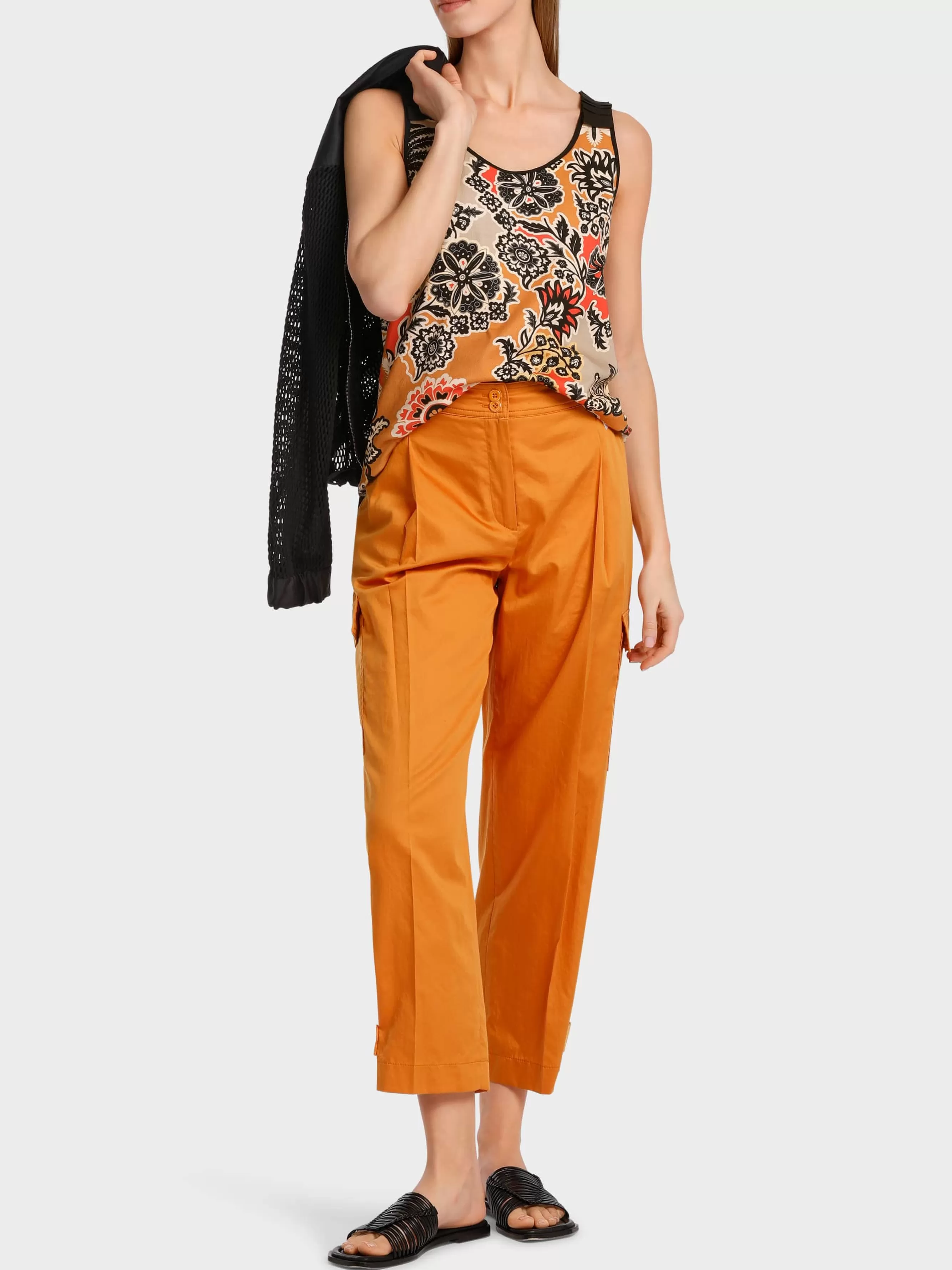 Marc Cain Shirts & Tops-TOP, BEDRUCKT MIT BLUMENORNAMENTEN bright ochre