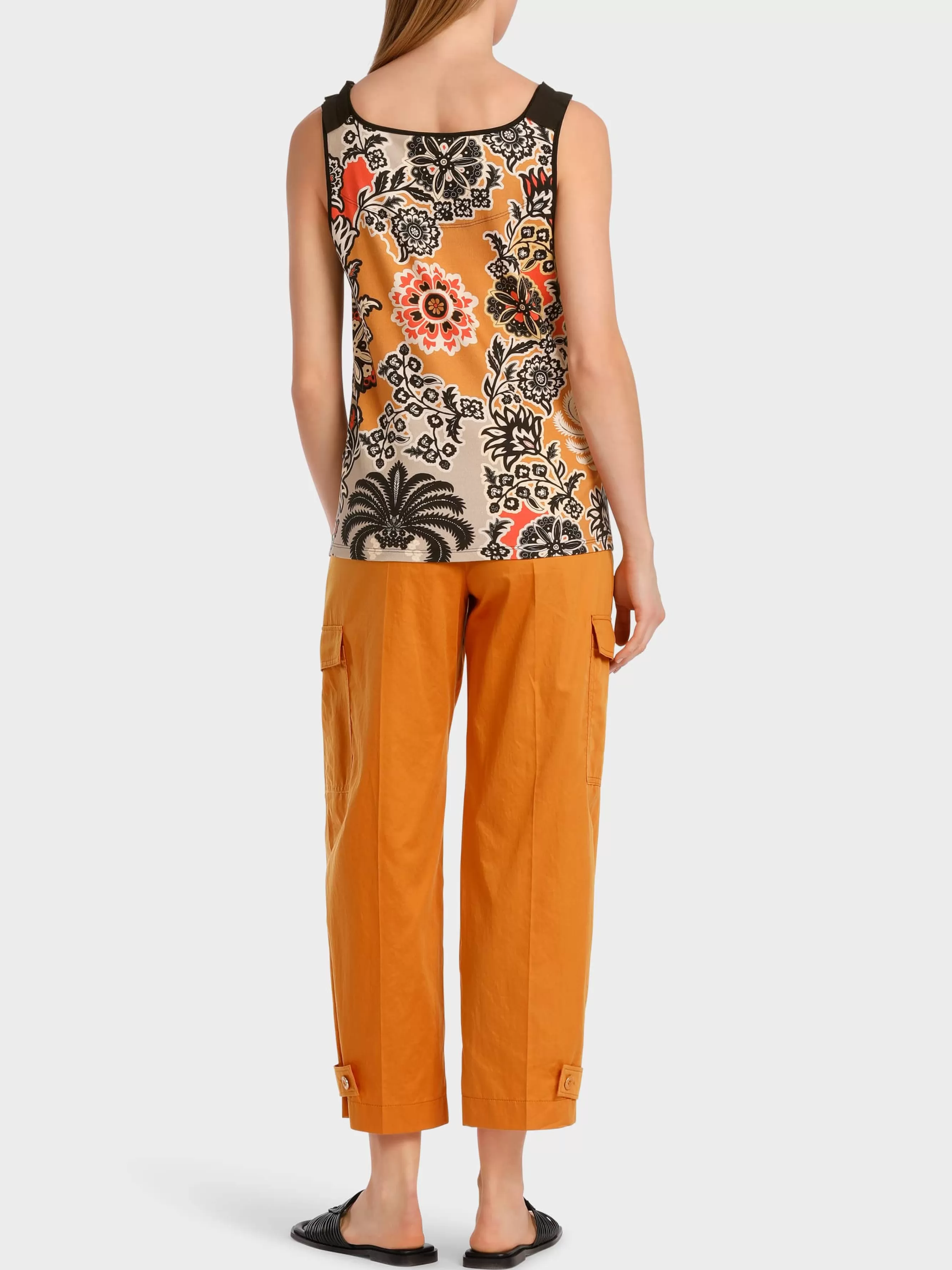 Marc Cain Shirts & Tops-TOP, BEDRUCKT MIT BLUMENORNAMENTEN bright ochre