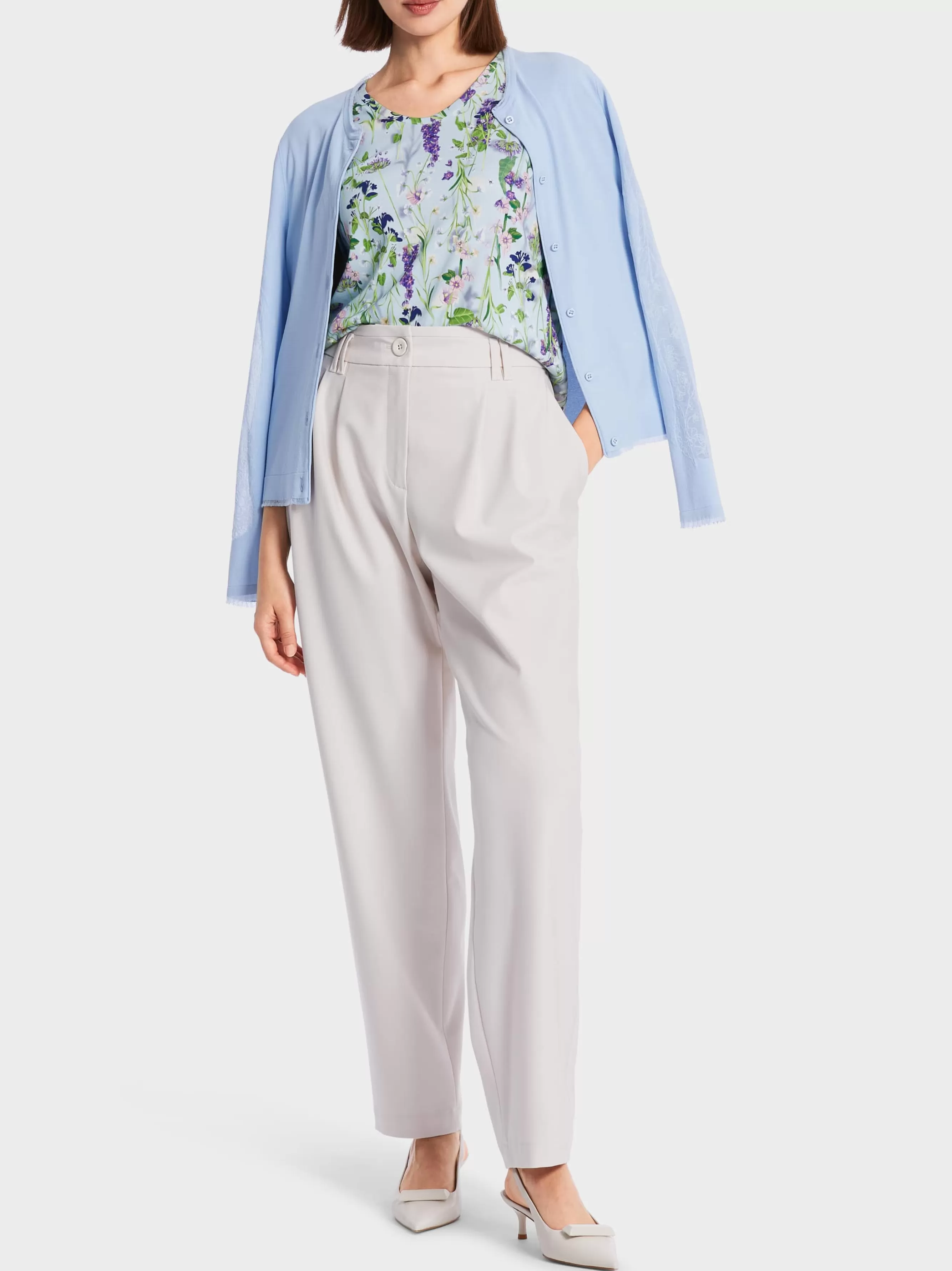 Marc Cain Shirts & Tops-T-SHIRT IM BLUMEN-DESSIN soft summer sky