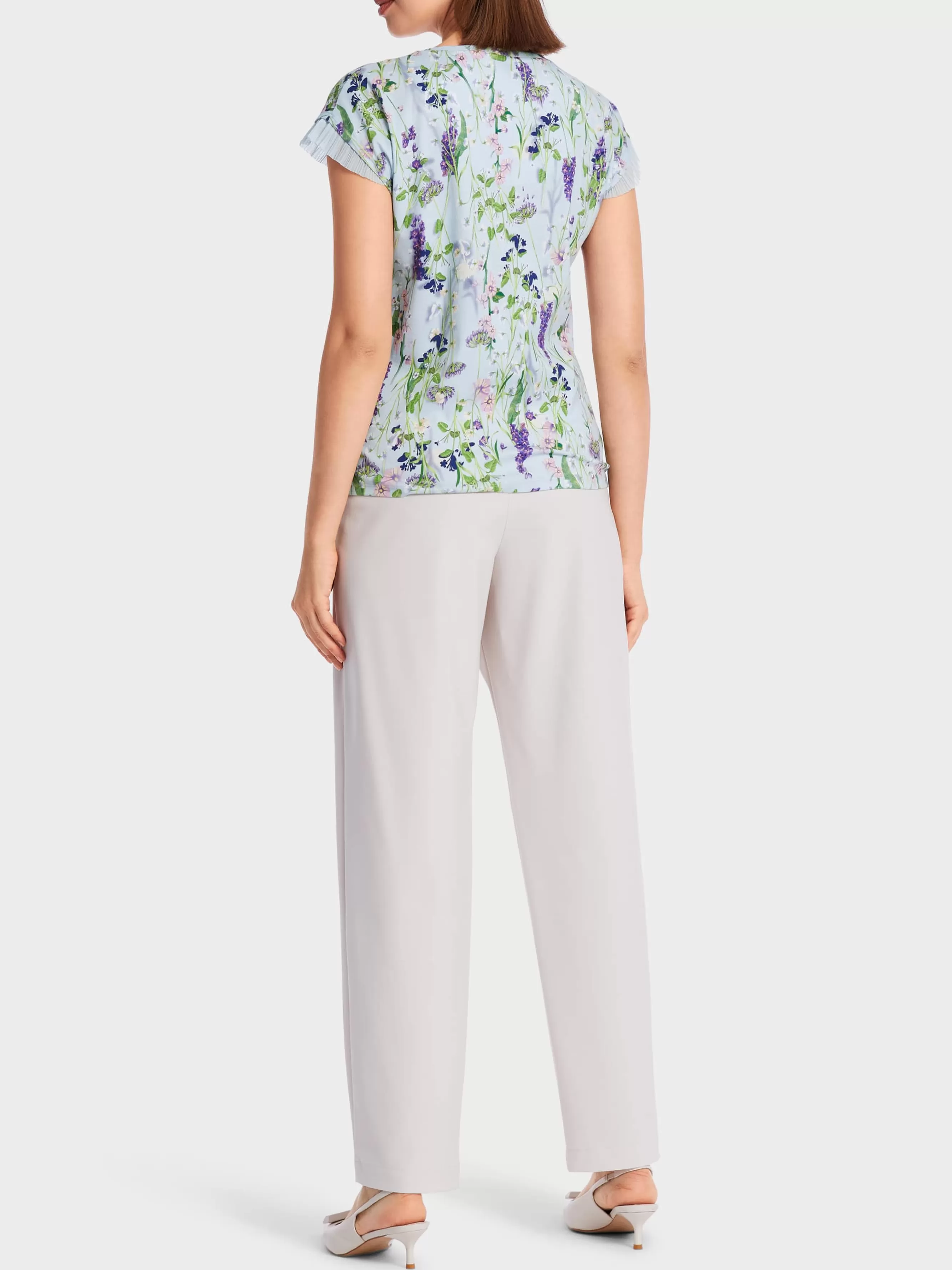 Marc Cain Shirts & Tops-T-SHIRT IM BLUMEN-DESSIN soft summer sky