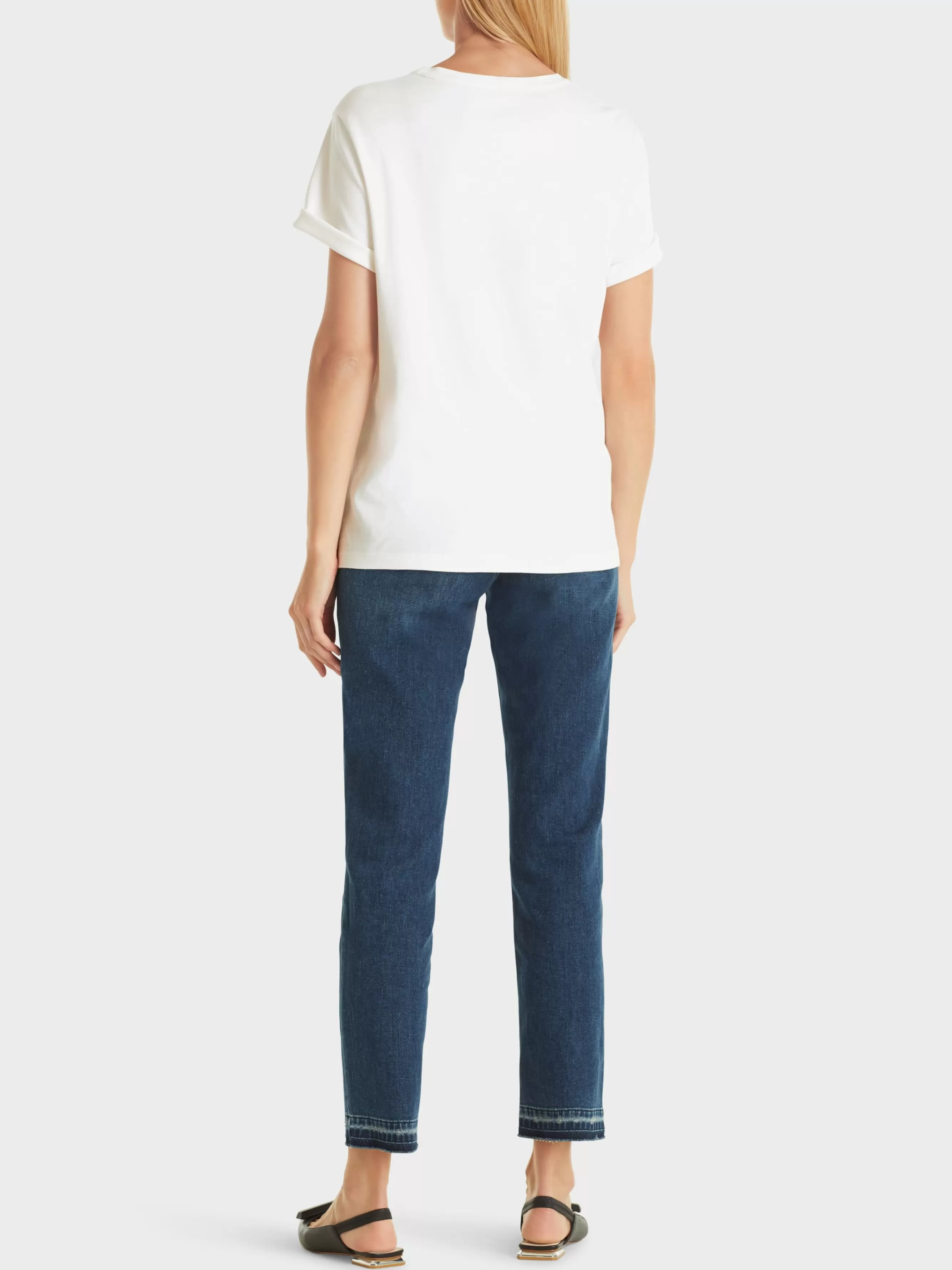 Marc Cain Shirts & Tops-T-SHIRT MIT BLATT-DESSIN off-white