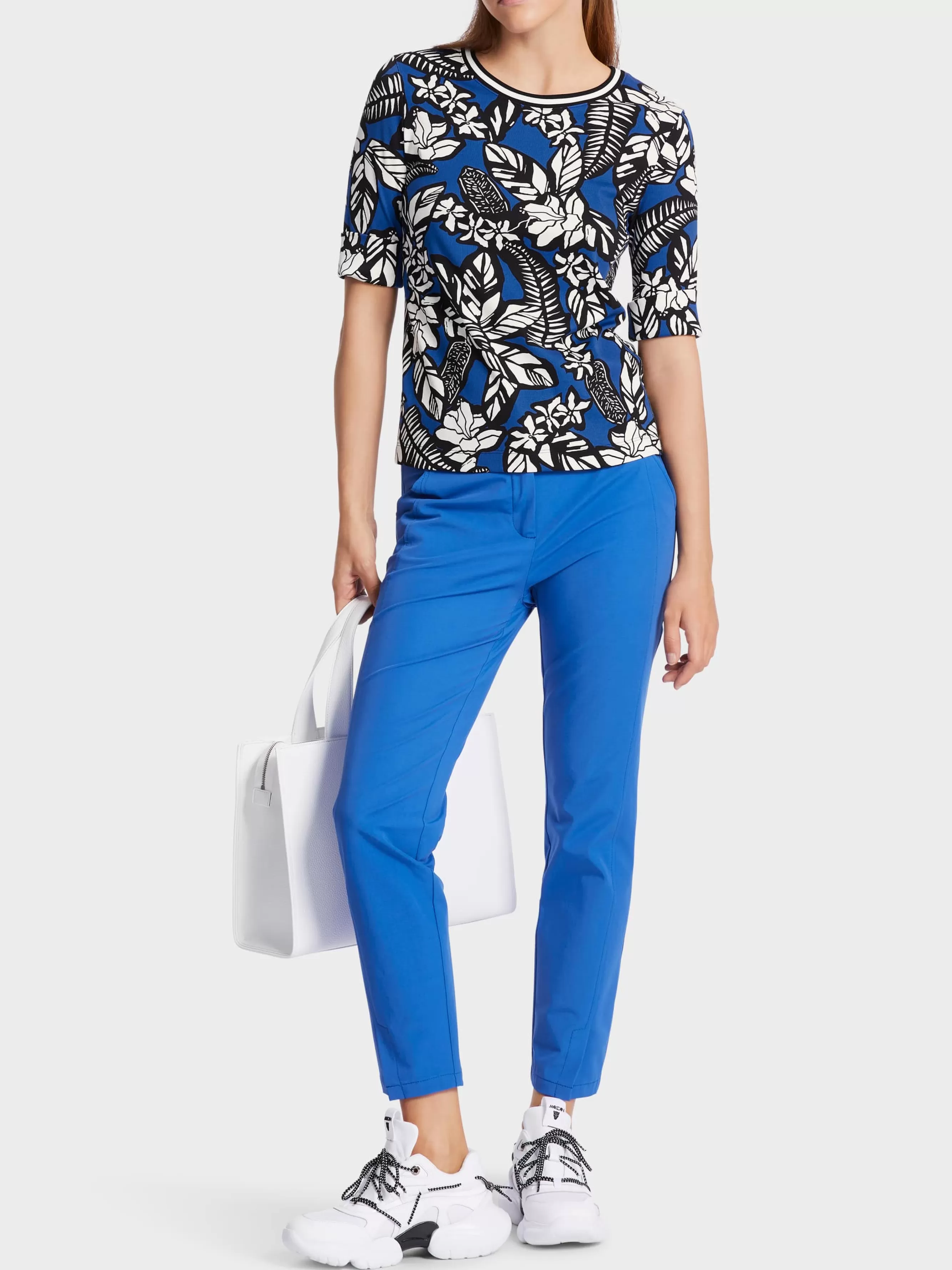 Marc Cain Shirts & Tops-T-SHIRT MIT FLORALEM PRINT bright royal blue