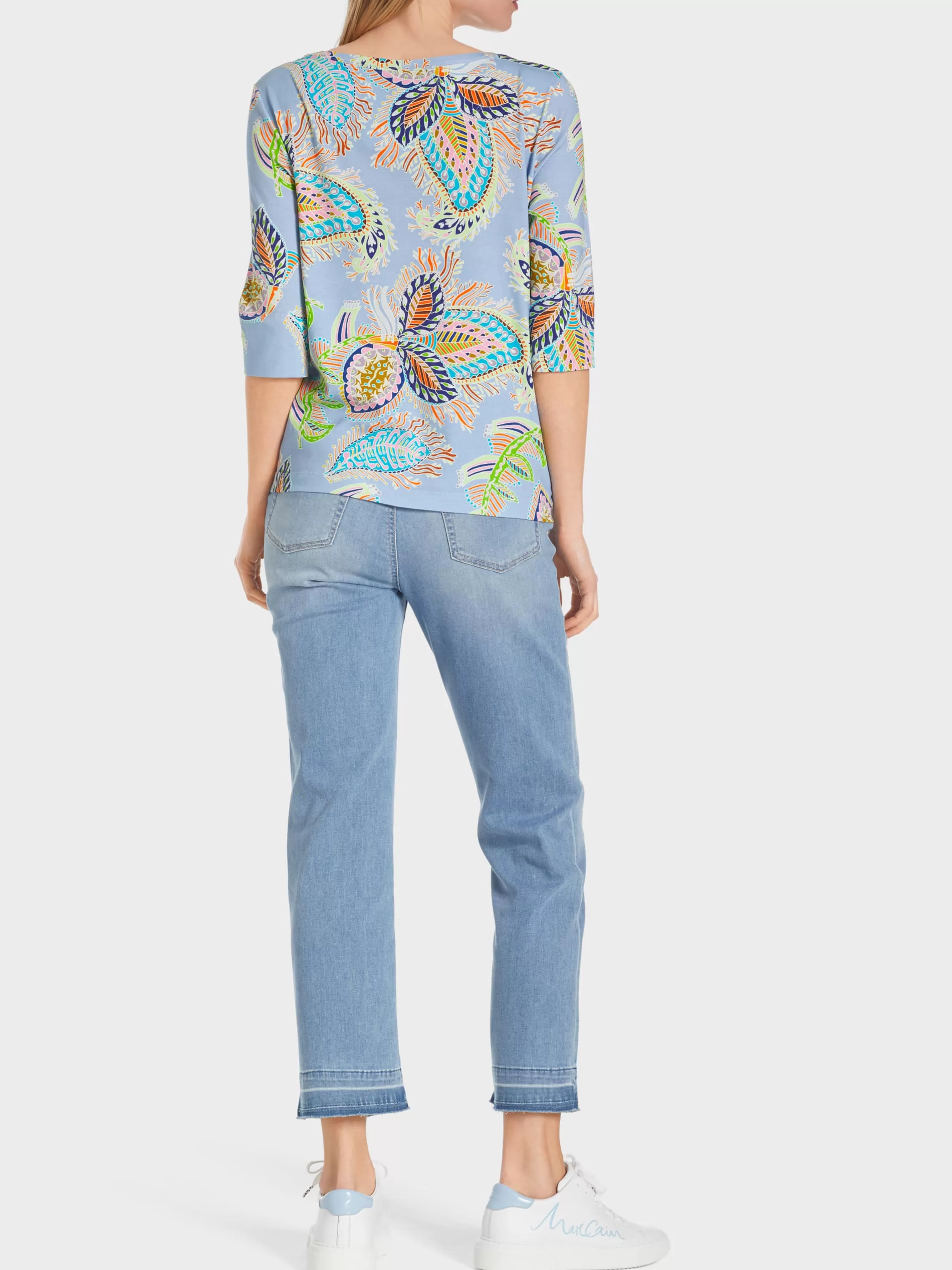 Marc Cain Shirts & Tops-T-SHIRT MIT ¾-ÄRMEL deep summer sky