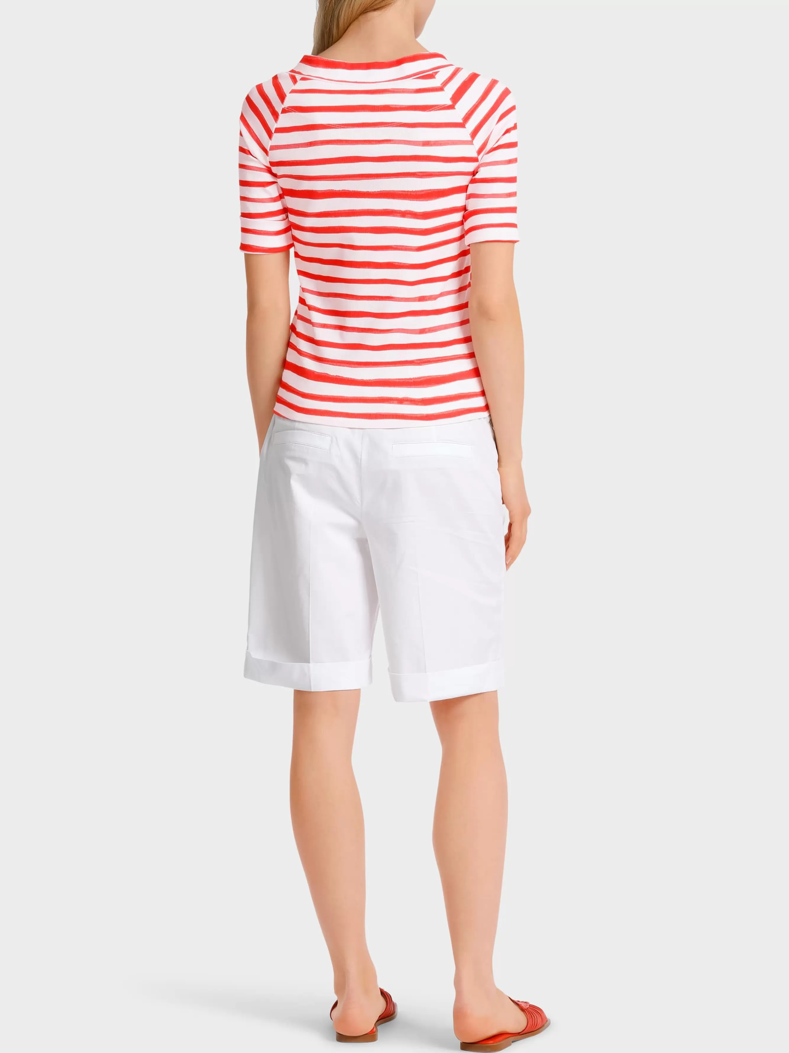 Marc Cain Shirts & Tops-T-SHIRT MIT STREIFEN “RETHINK TOGETHER” bright tomato