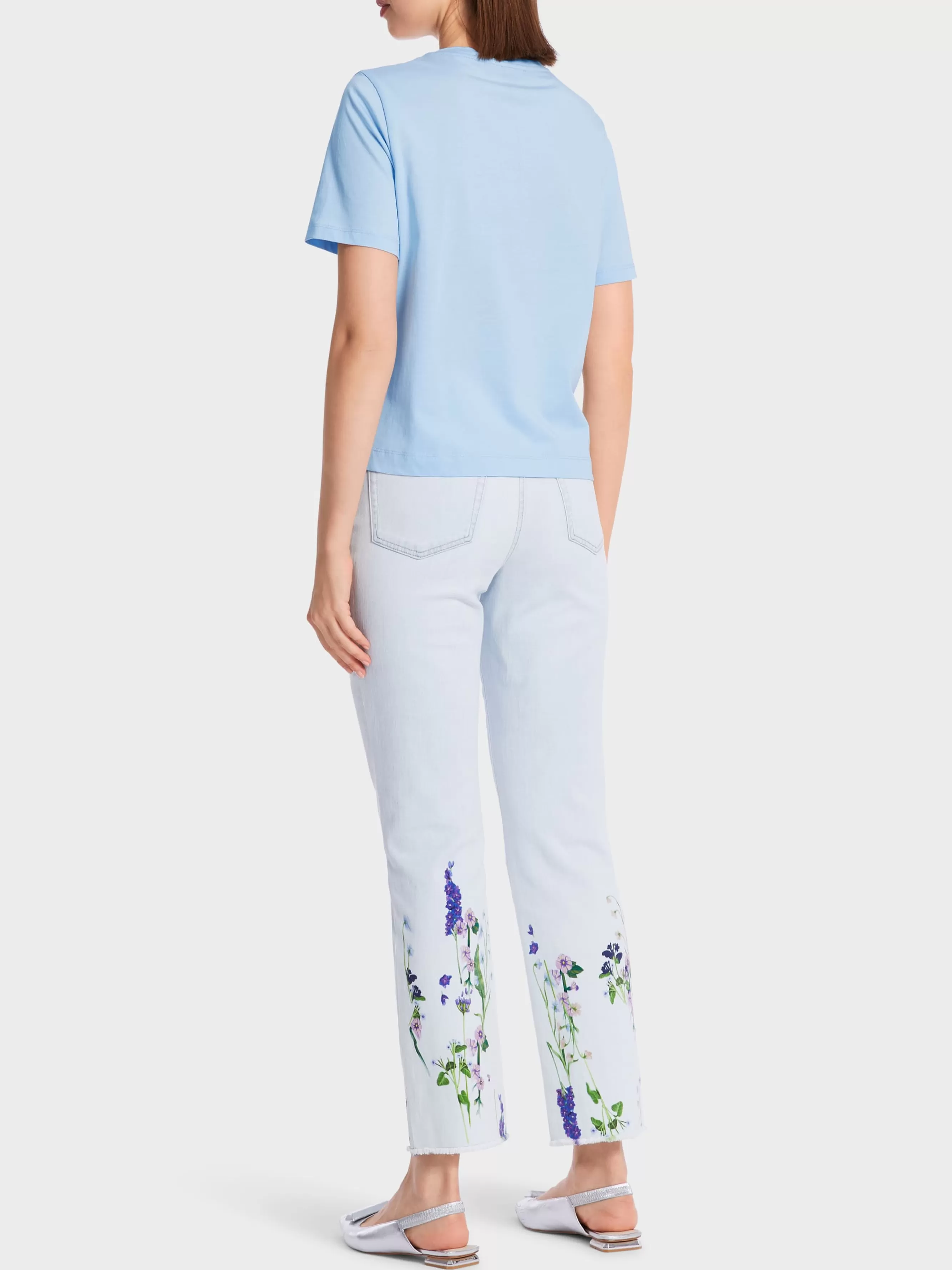 Marc Cain Shirts & Tops-T-SHIRT "RETHINK TOGETHER"  MIT PERLEN soft summer sky