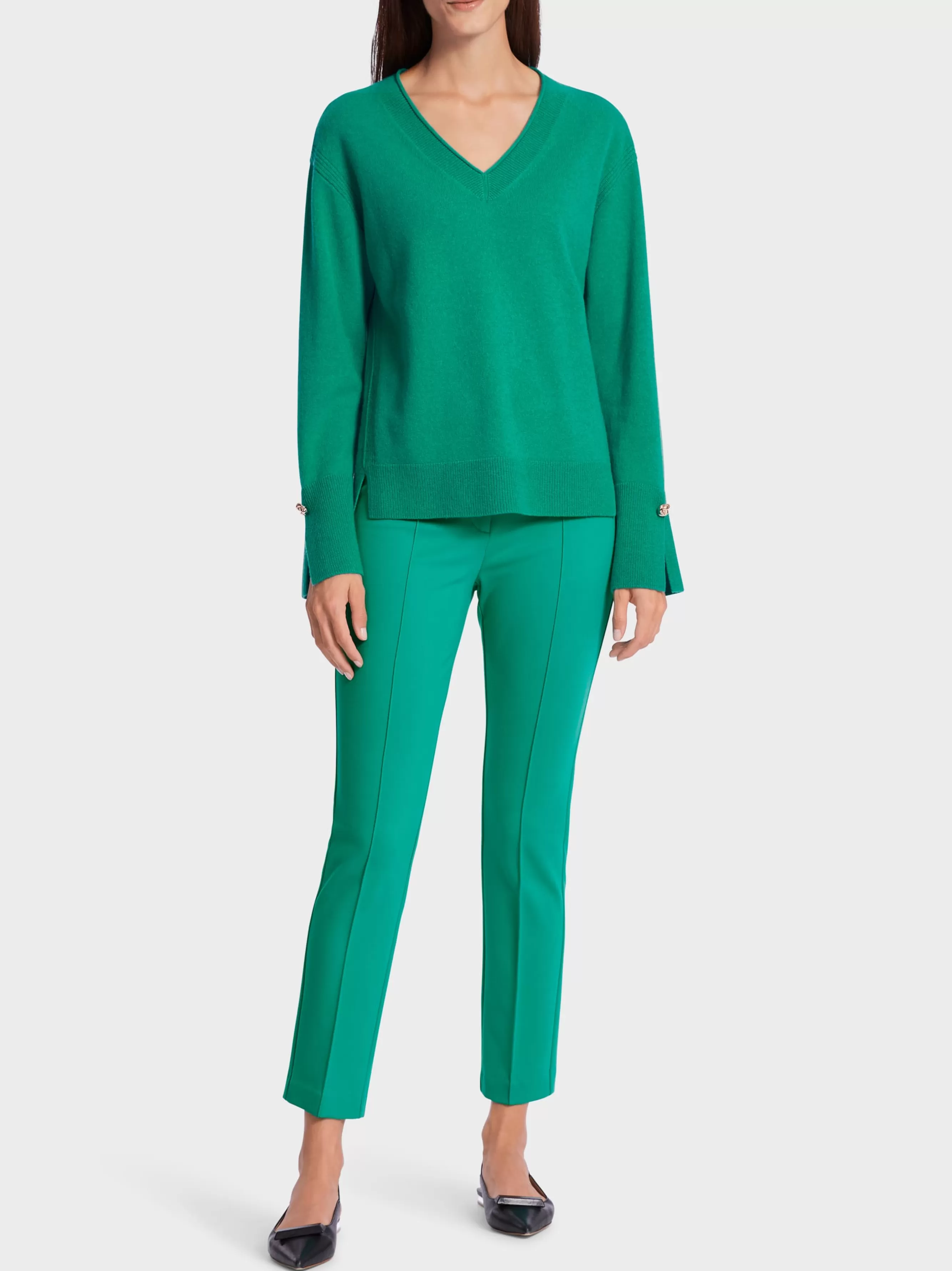 Marc Cain Pullover & Sweatshirts | Strick-V-NECK-PULLI "RETHINK TOGETHER" bright malachite