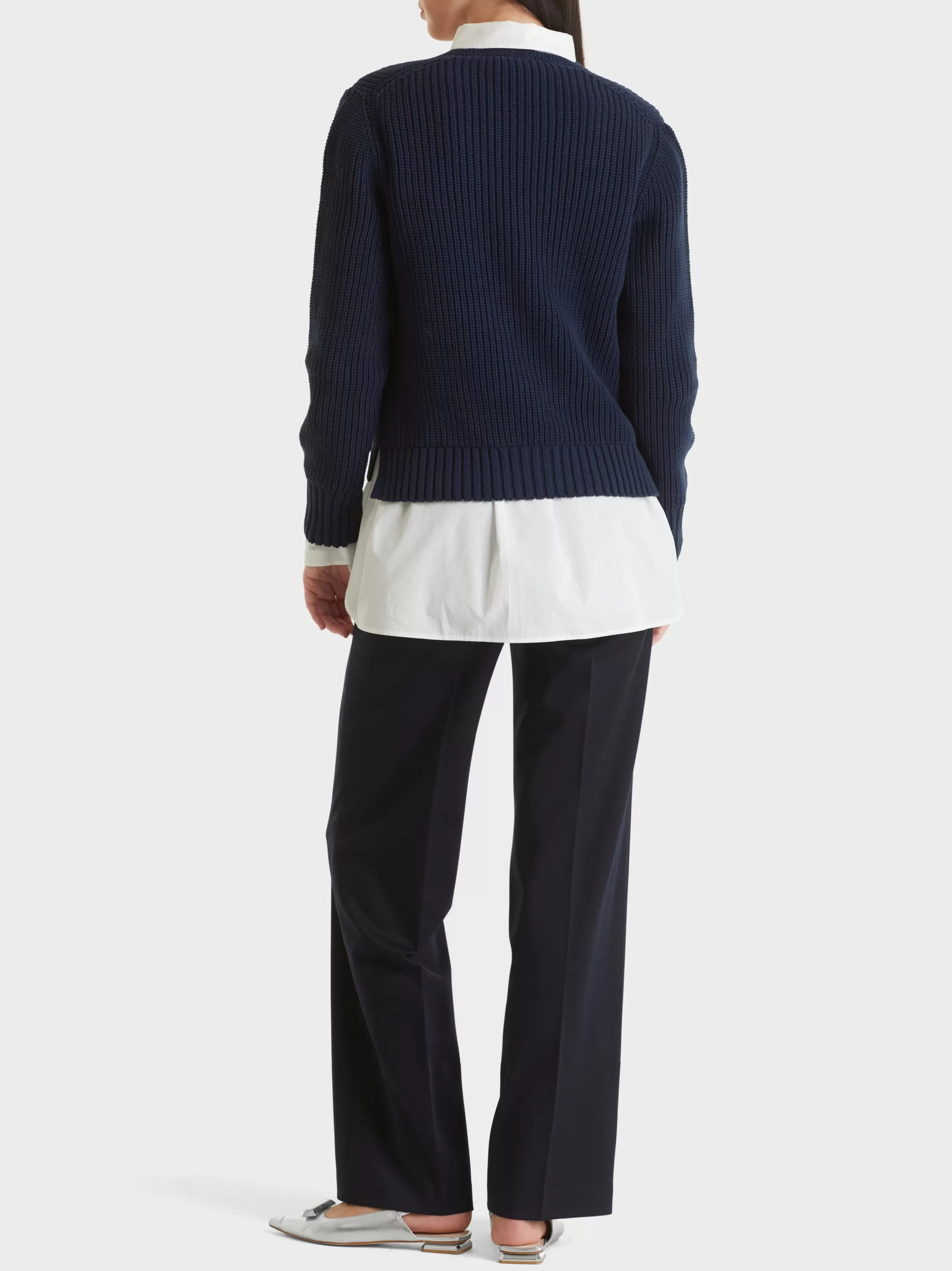 Marc Cain Pullover & Sweatshirts-V-NECK-PULLOVER KNITTED IN GERMANY midnight blue