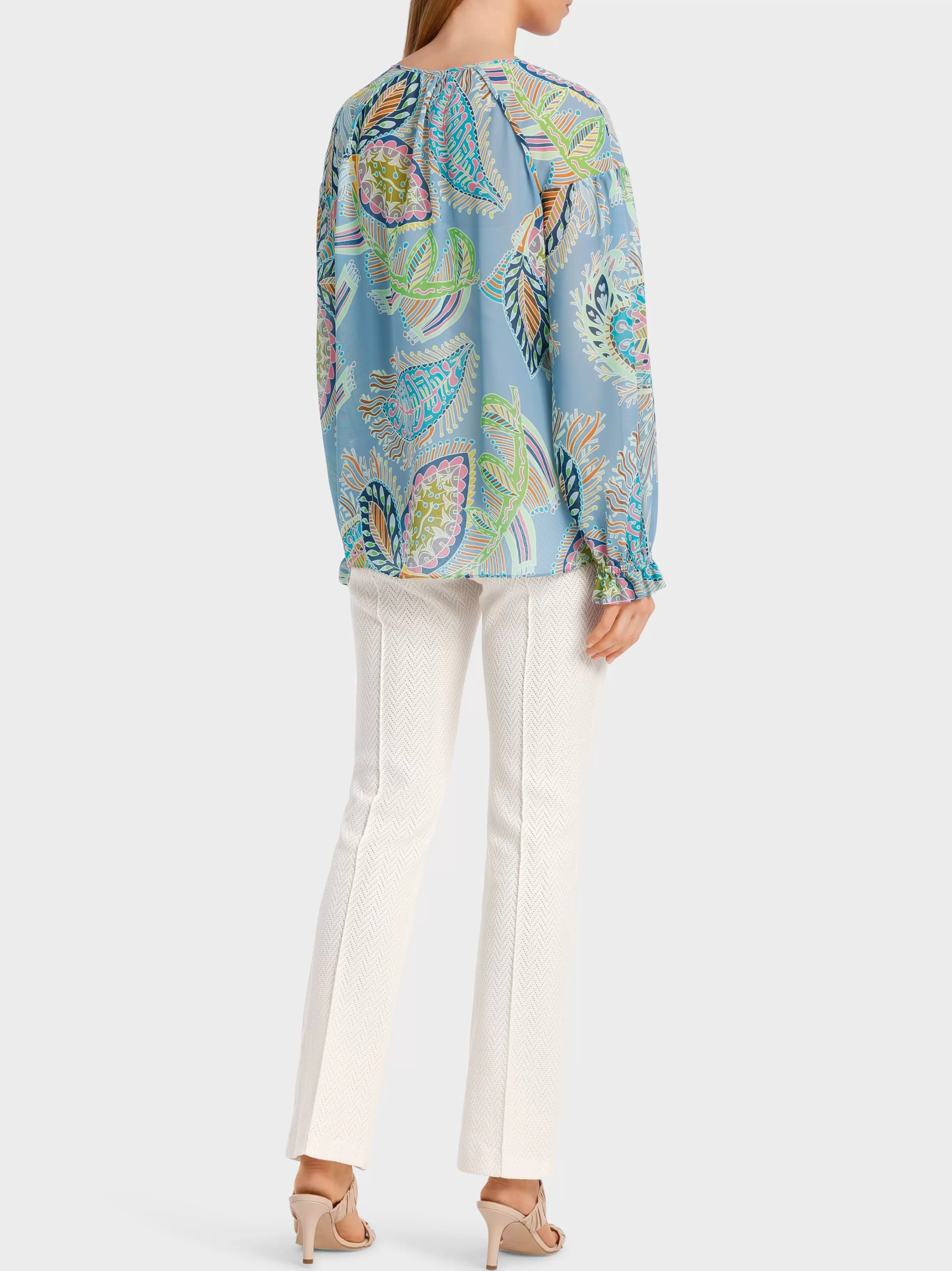 Marc Cain Blusen & Tuniken-WEITE BLUSE MIT BLATTMOTIV deep summer sky