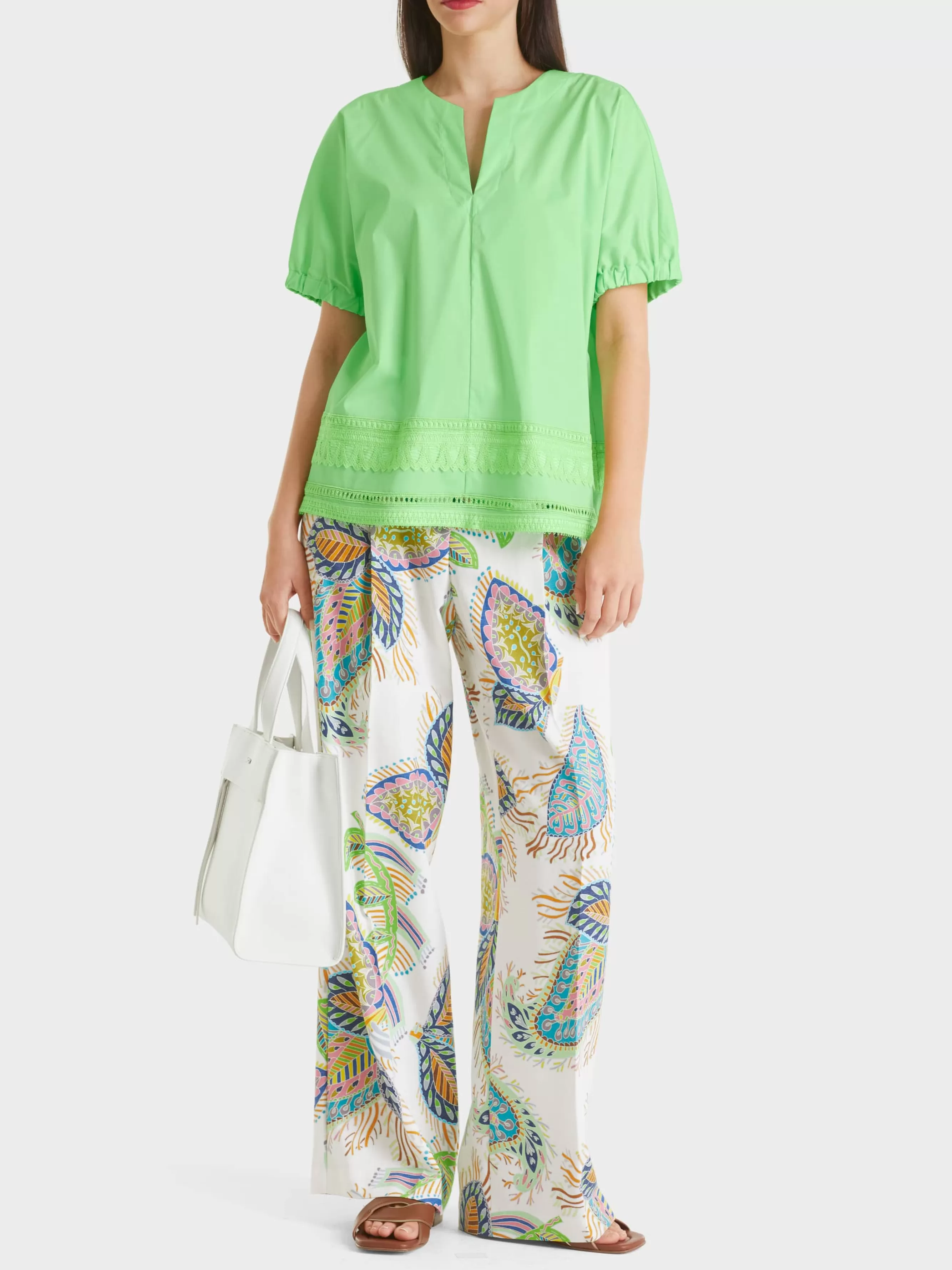 Marc Cain Blusen & Tuniken-WEITE BLUSE MIT SPITZENDETAILS light apple green