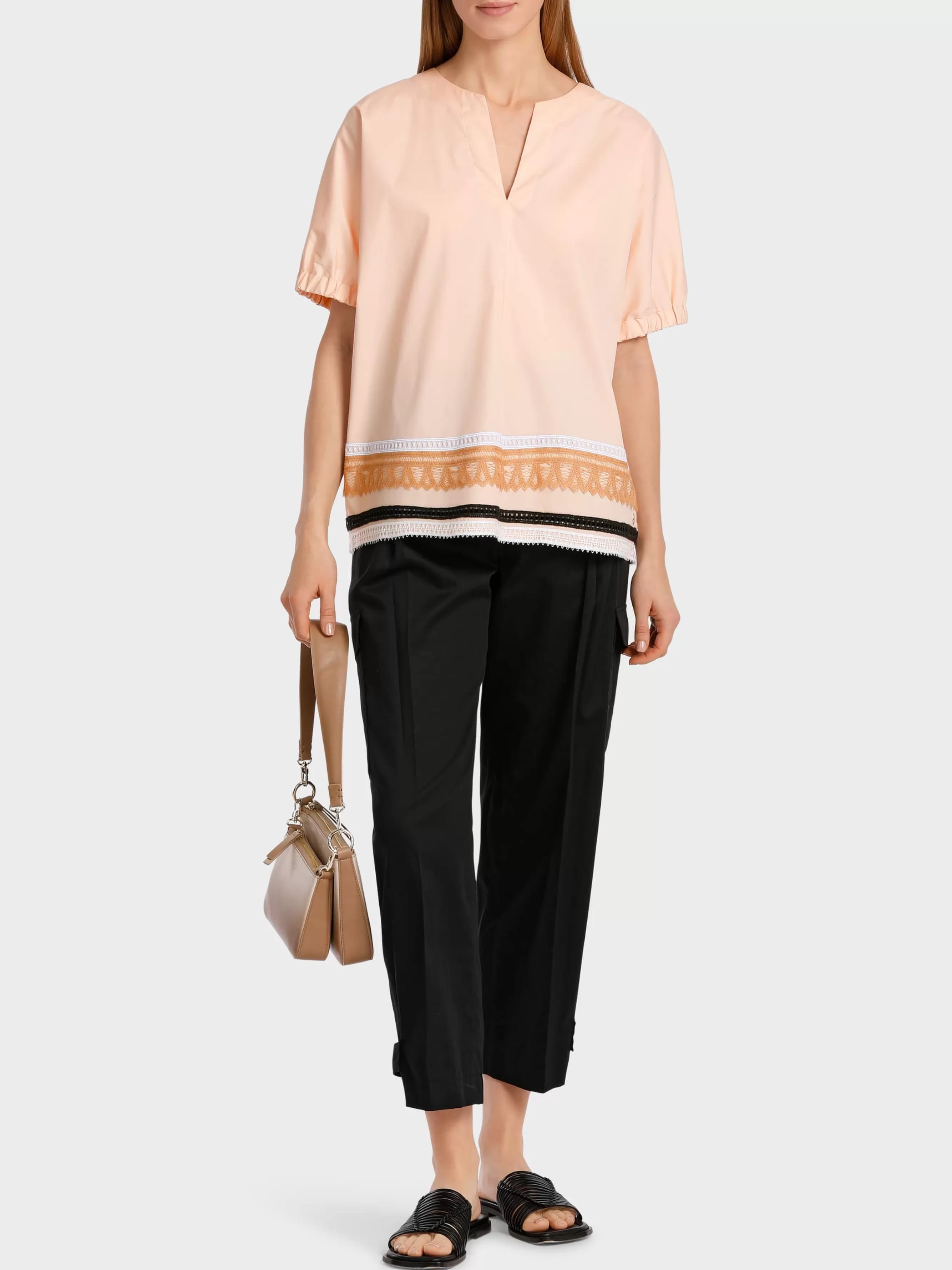 Marc Cain Blusen & Tuniken-WEITE BLUSE MIT SPITZENDETAILS soft rose