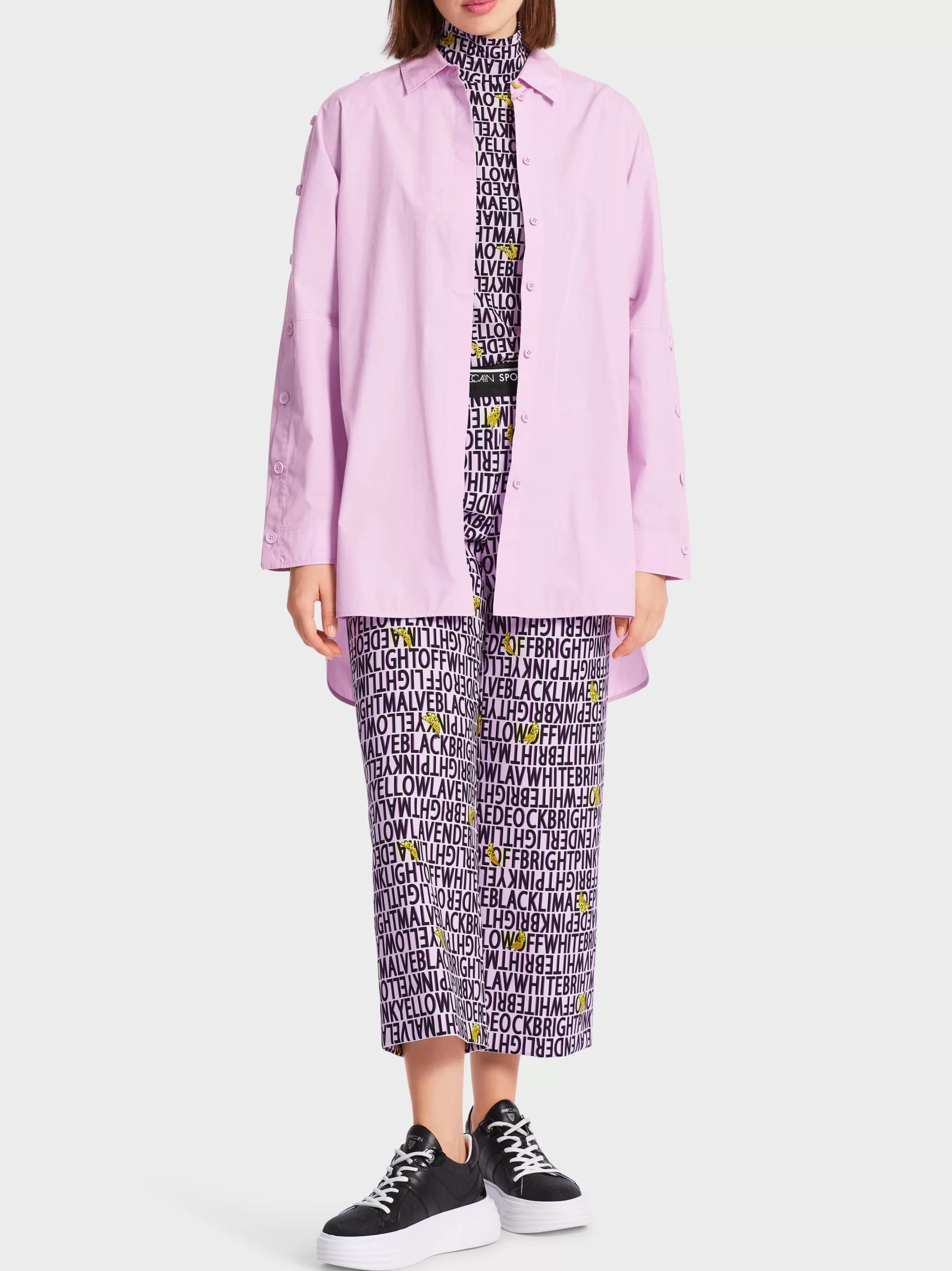 Marc Cain Blusen & Tuniken-WEITE KIMONOBLUSE "RETHINK TOGETHER" bright pink lavender