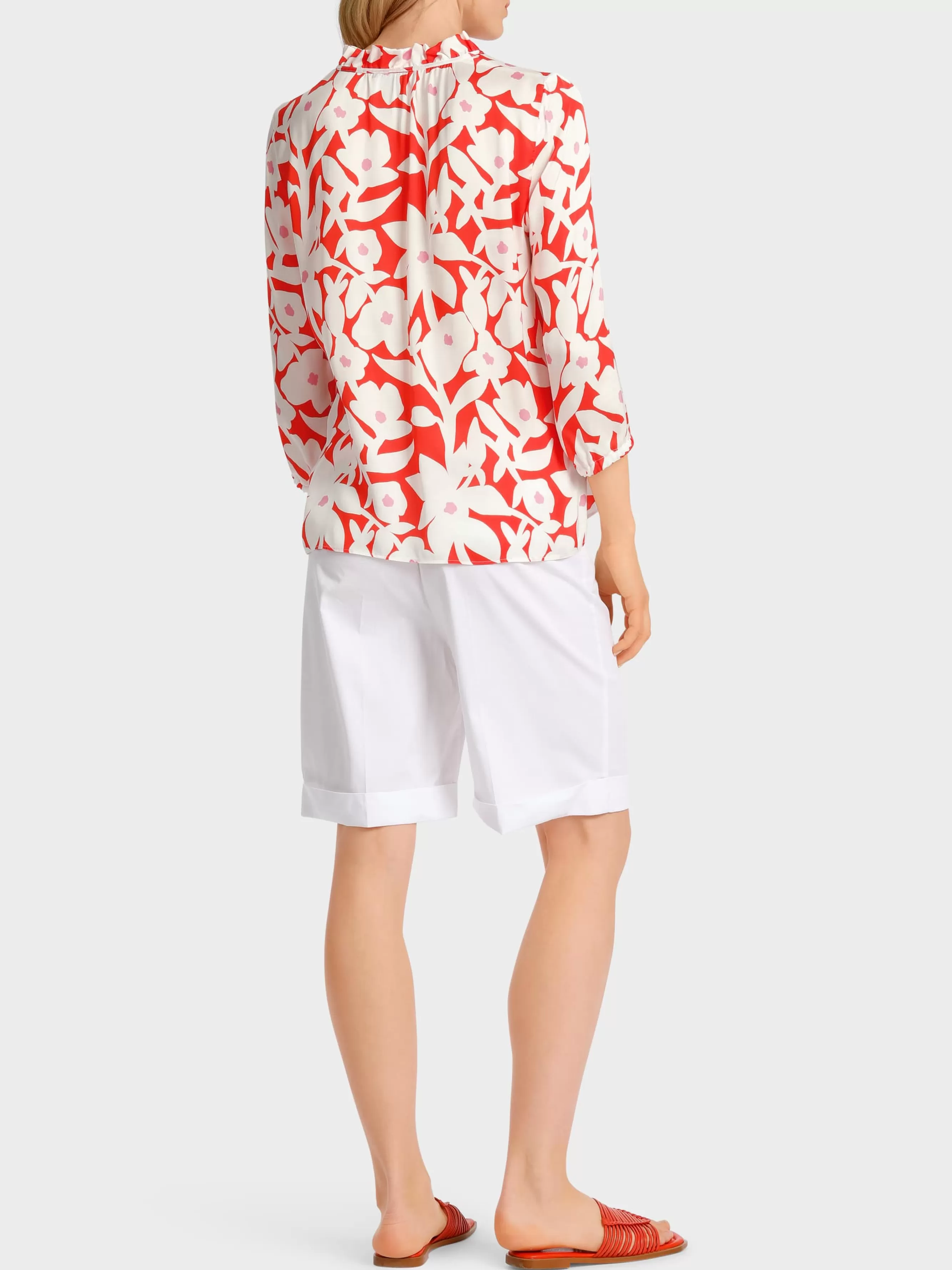 Marc Cain Blusen & Tuniken-WEITE VISKOSEBLUSE MIT ALLOVERPRINT bright tomato