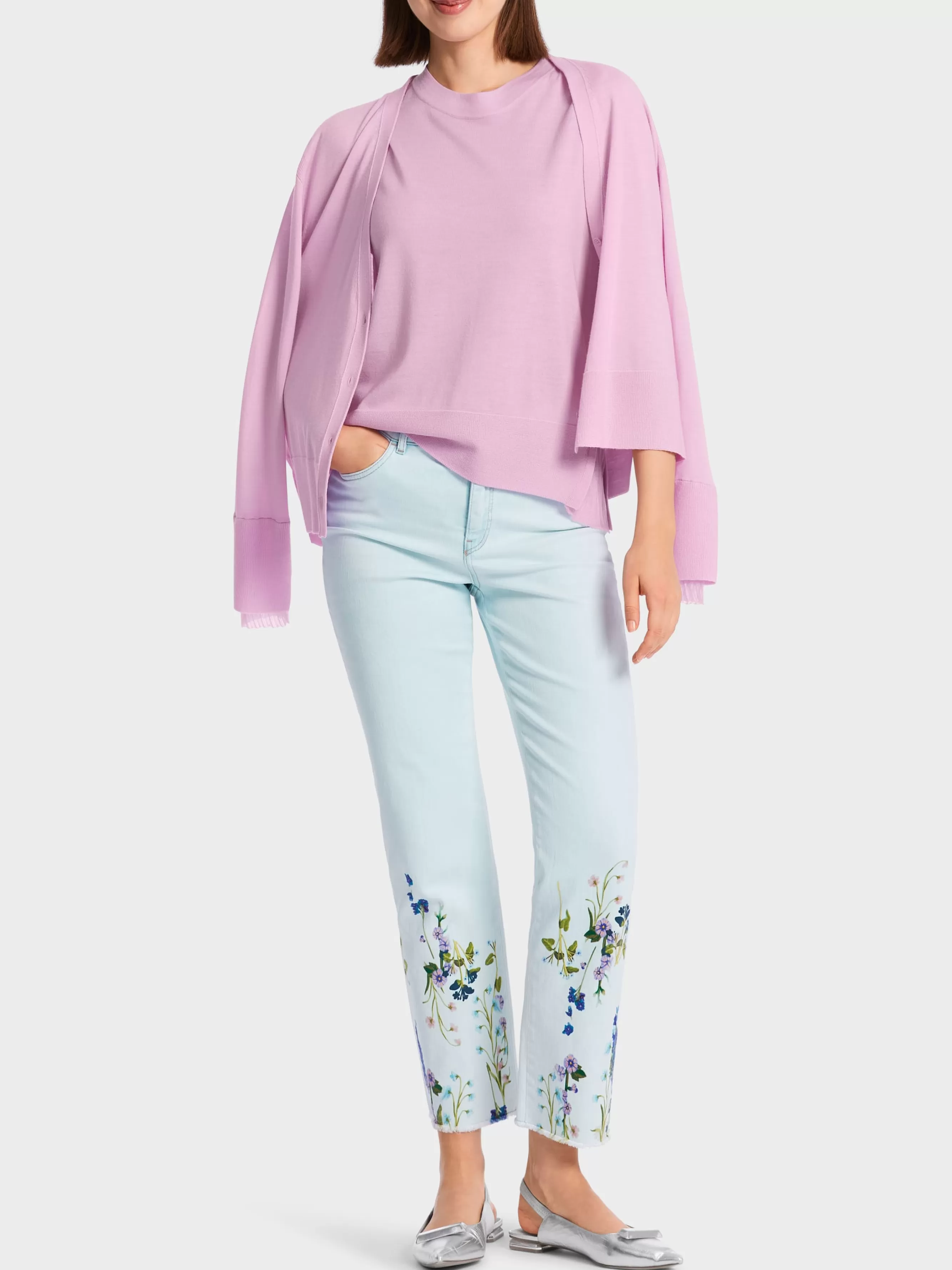 Marc Cain Shirts & Tops | Strick-WEITES TOP "RETHINK TOGETHER" pink lavender